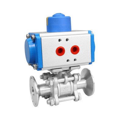 Stainless Steel Manual  Tri Clamp Three pieces Pneumatic ball valve